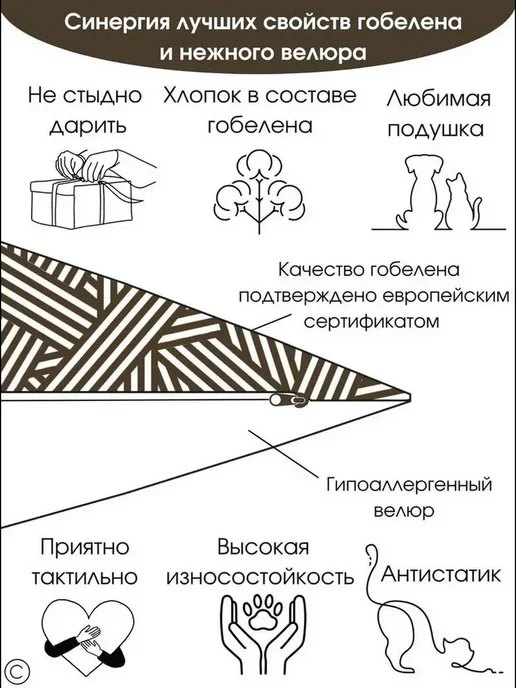 ЛеГОБЕЛЕН Наволочка декоративная новогодняя гобеленовая 45х45 см Гном, 45x45 см, фото 7