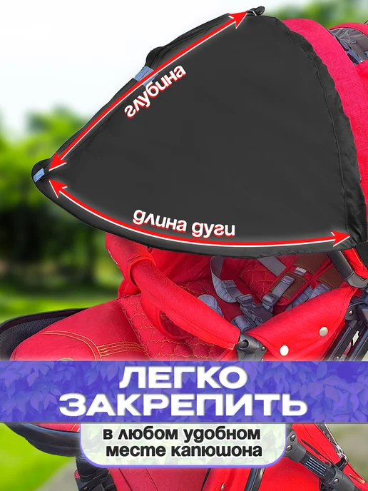 Козырек от солнца и ветра для коляски, черный, фото 4
