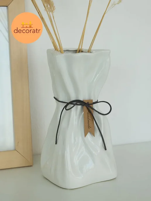 Decoratr Ваза керамическая белая для цветов, белый, фото 5