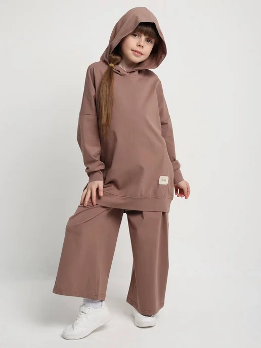 Vadida Style Костюм двойка худи со штанами базовая двойка, бежевый