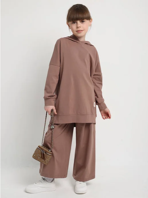 Vadida Style Костюм двойка худи со штанами базовая двойка, бежевый, фото 2