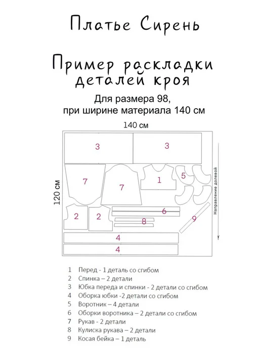 Выкройка детская платье Ириска, фиолетовый, фото 2