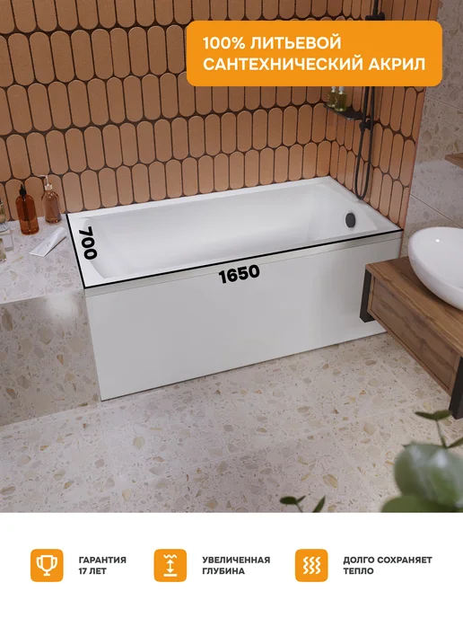 MODULEASY Ванна акриловая 165х70 набор 3в1 с каркасом 01кейн16570кс2+, вариант, фото 4