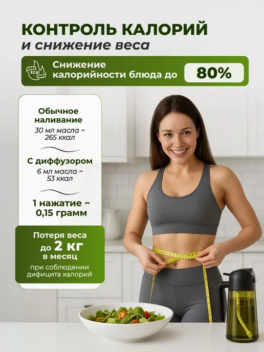 GREEN FLEUR Дозатор и распылитель для масла - бутылка 2 в 1, зеленый, фото 4