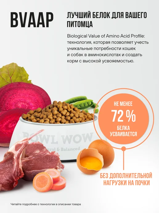 Сухой корм BOWL WOW Fresh Meat для собак, индейка, ягненок, 0,8 кг, фото 6