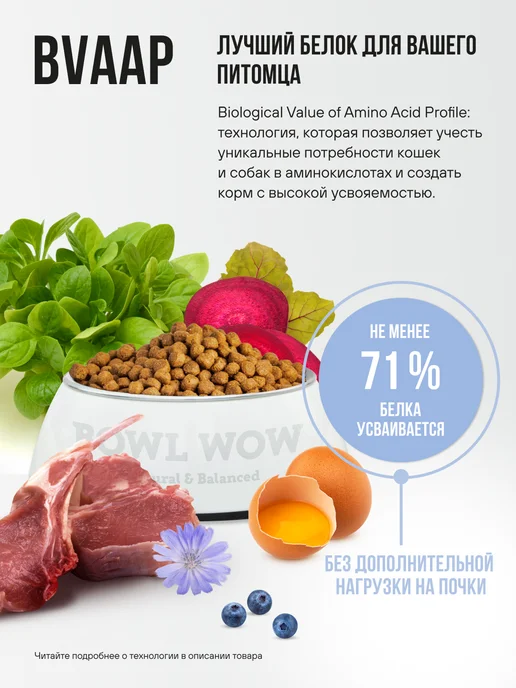 Сухой корм BOWL WOW Fresh Meat для собак, щенки, индейка, ягненок, 0,8 кг, фото 3