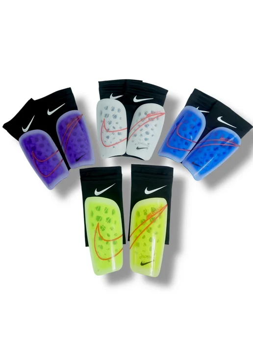 Щитки футбольные детские Nike Mercurial Lite с фиксатором 24, зеленый, фото 7