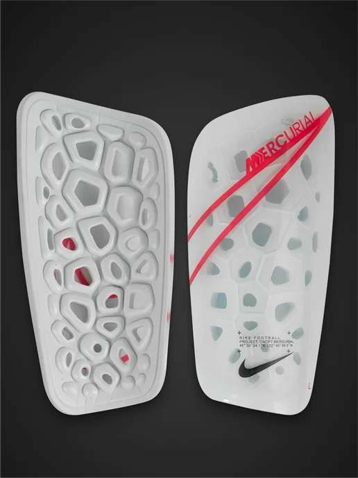 Щитки футбольные детские Nike Mercurial Lite с фиксатором 24, белый, фото 8