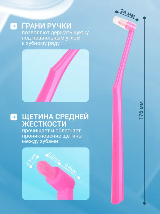 cherdi Монопучковая зубная щетка для брекетов, голубой, фото 5