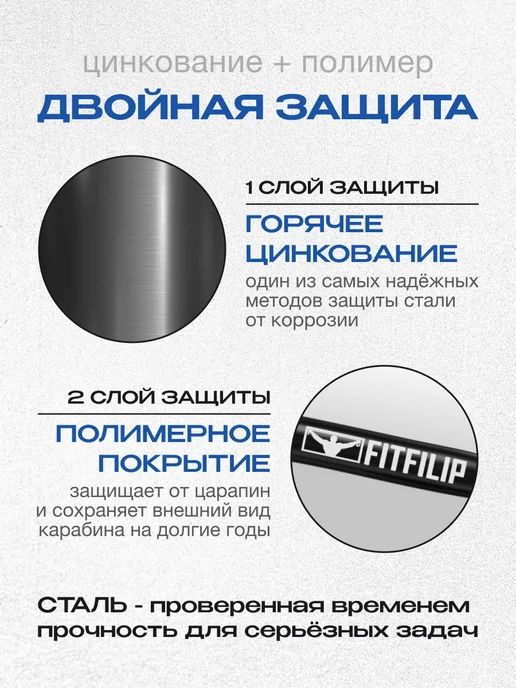 FITFILIP Карабины с муфтой 2 шт 10мм универсальные металлические, 2 шт, фото 4