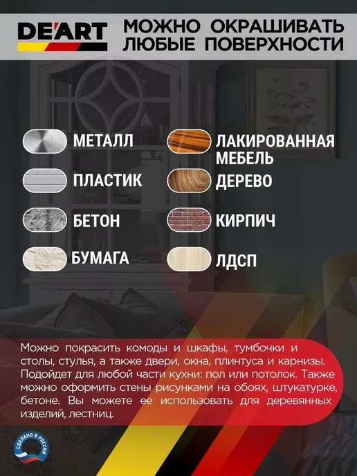 De’art Краска акриловая De'Art для мебели и декора океанический, синий, фото 8