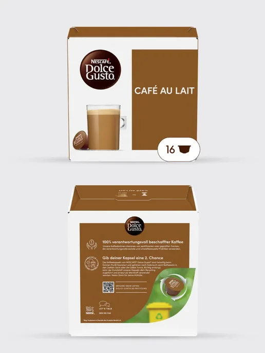 Nescafe Dolce Gusto Капсулы для кофемашины кофе Dolce Gusto Café Au Lait 3х16 шт, в упаковке 220 г, фото 3
