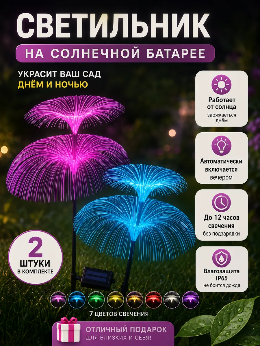 Светильник садовый на солнечной батарее фонтан дача фонарики