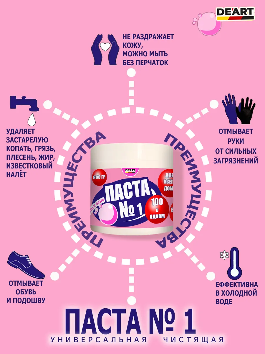 Чистящая паста №1 для уборки 0,9кг фото 4