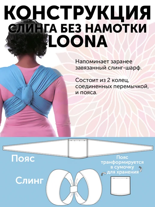 LOONABABY Слинг для новорожденного без намотки, голубой, фото 3