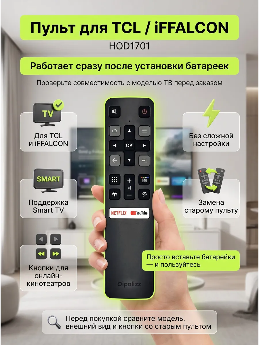 Пульт универсальный для телевизоров TСL HOD1701