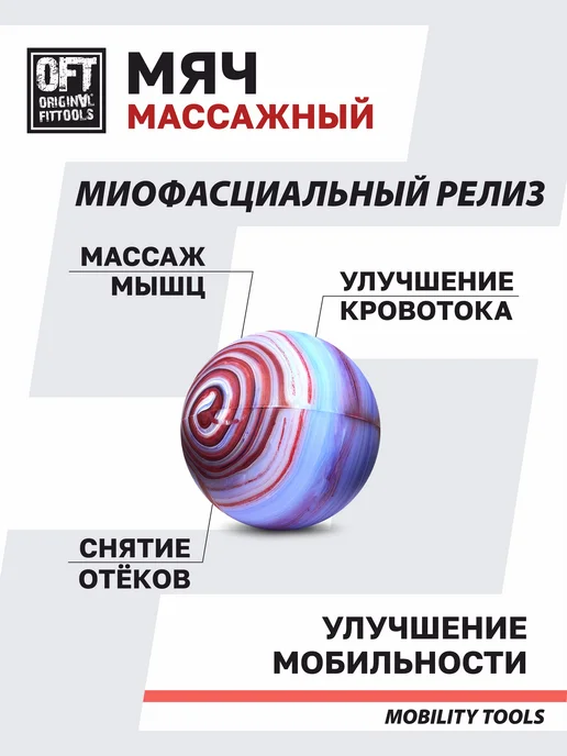 ORIGINAL FITTOOLS Мяч массажный для МФР массажер для тела, голубой, фото 6