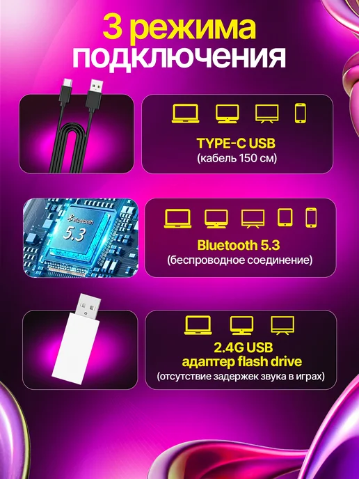 ONIKUMA Игровые наушники беспроводные B2, черный, фото 3