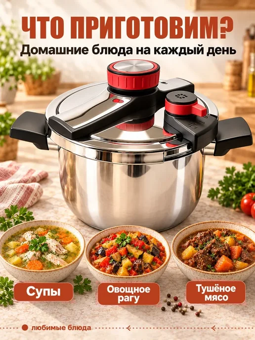 Скороварка 6 л из нержавеющей стали для всех видов плит, 6 л, фото 2
