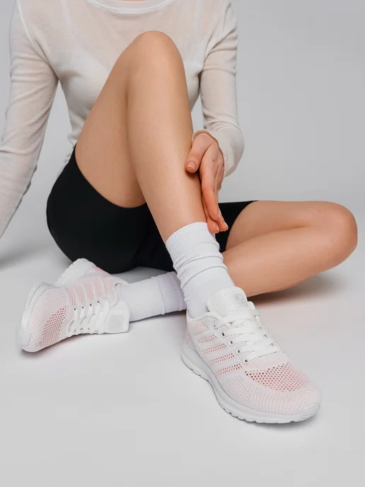 Qeen Step Кроссовки летние на платформе сетка, белый, фото 2