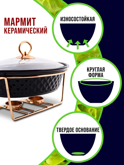 Мармит с подогревом от свечи керамический - фото 4