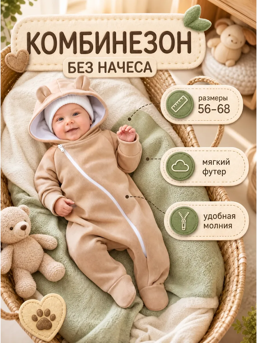 Комбинезон для новорожденных из футера без начеса