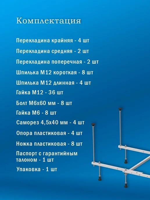 LIGRO Каркас для ванны 150х70 универсальный разборный, вариант, фото 8