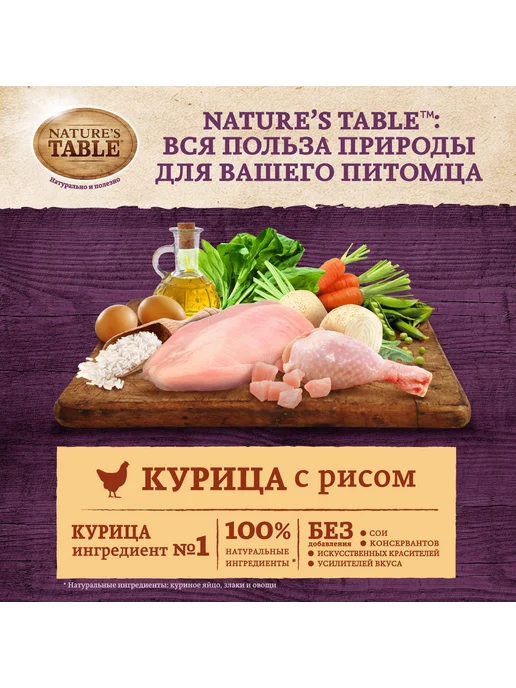 Сухой корм NATURE'S TABLE для собак, курица, 0,5 кг, фото 2