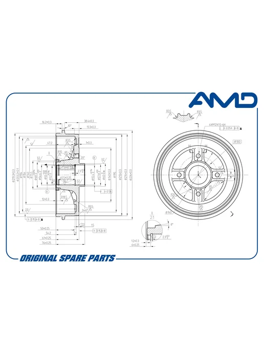 AMD PARTS Барабан тормозной с подшипником для ВАЗ Лада Веста AMD.BD471, вариант, фото 2