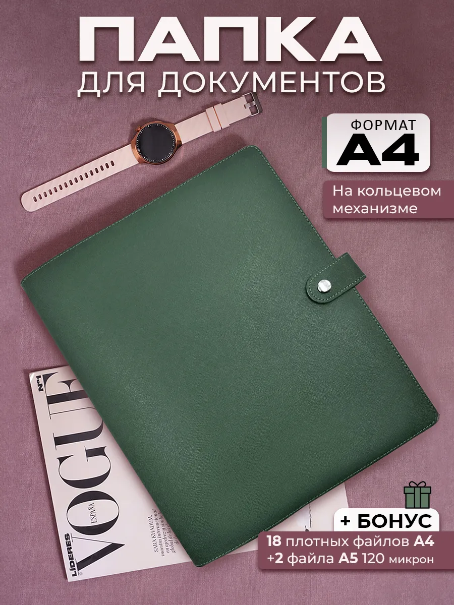 Папка для документов семейная А4 на кольцах с файлами