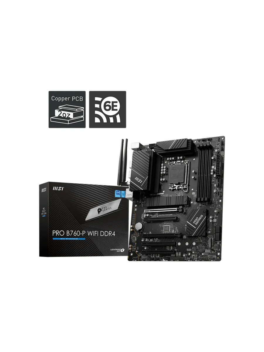 MSI Материнская плата PRO B760-P WIFI DDR4 LGA1700 4xDDR4