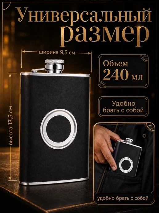Походник Фляжка с рюмками для алкоголя подарочный набор со стопками, вариант, фото 5
