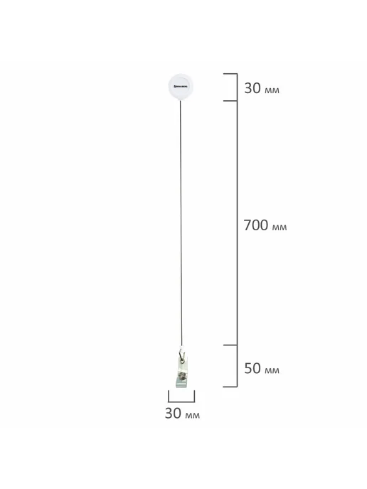 Brauberg 5 шт. Бейдж для пропуска с рулеткой 60х90, белый, 60x90, 5 шт, фото 5