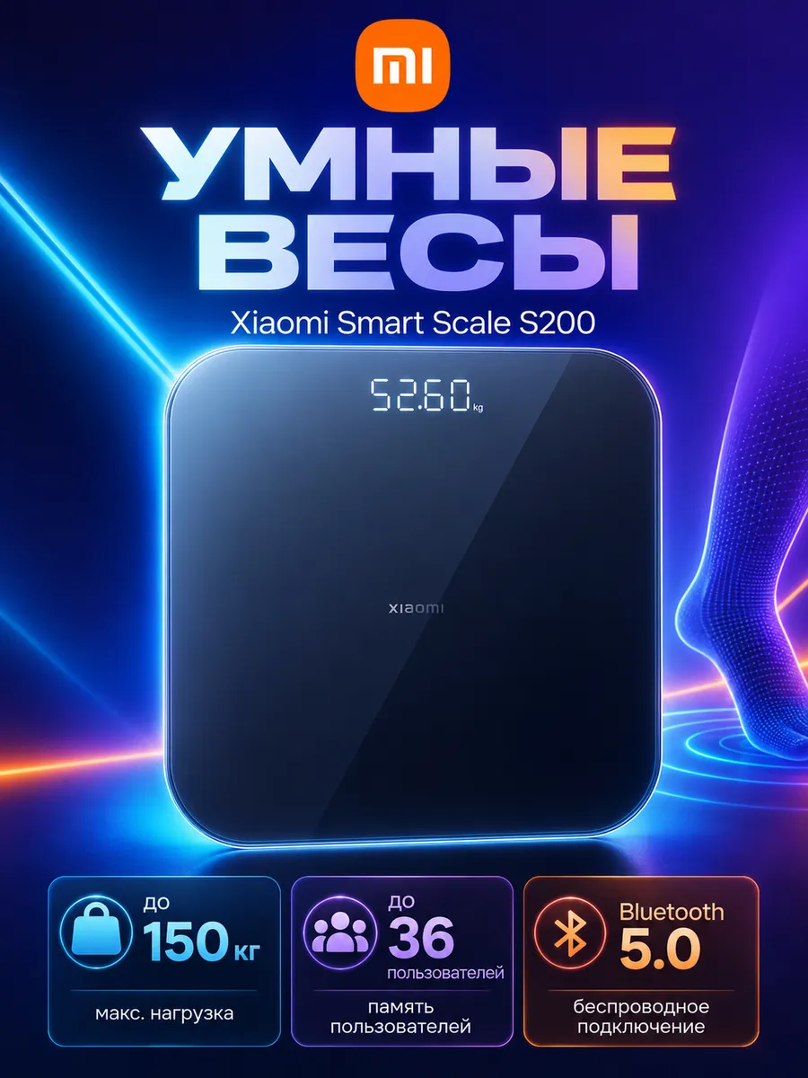 Весы напольные электронные умные для веса Mi Scale S200