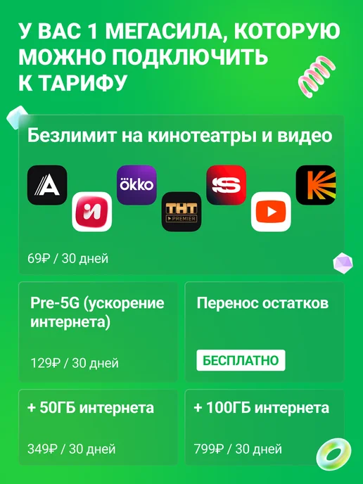 МегаФон Сим карта безлимитный интернет 35ГБ за 350 рублей в месяц, 35 ГБ, фото 7