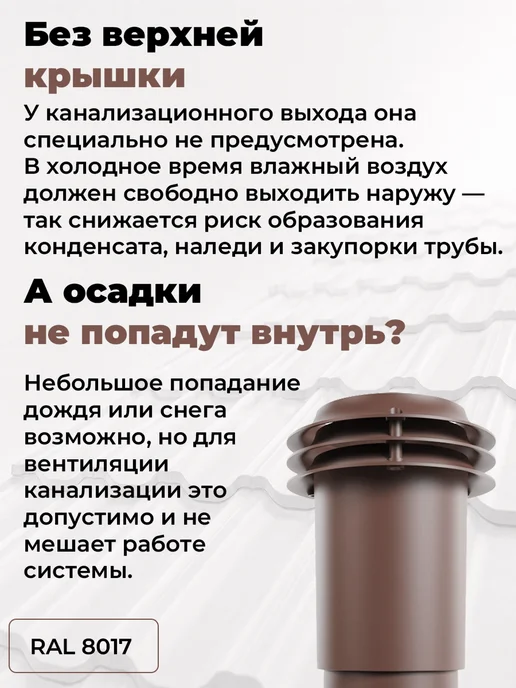 viotto Вентиляционный выход канализации 110мм 8017 для мч Адаманте, Финнера, фото 2