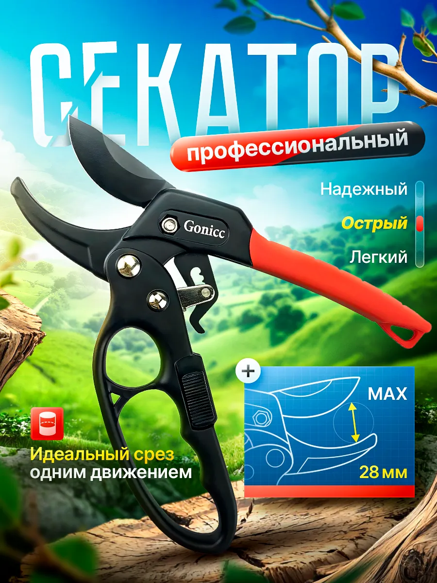 Секатор садовый с храповым механизмом