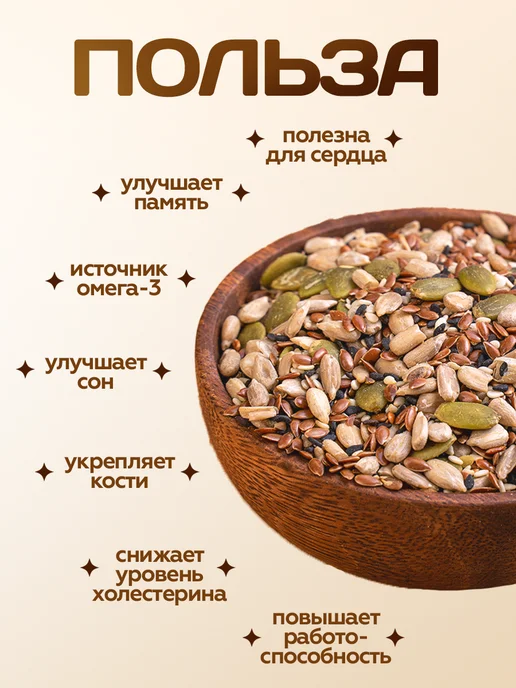 100% Natural Смесь семян для салатов и выпечки 1кг, 1 кг, фото 3