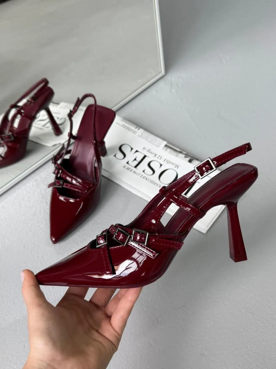 Туфли слингбэки на высоком каблуке