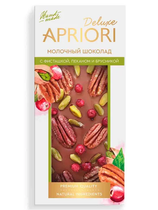 АПРИОРИ Молочный шоколад с фисташкой, пеканом и брусникой, вариант, фото 2
