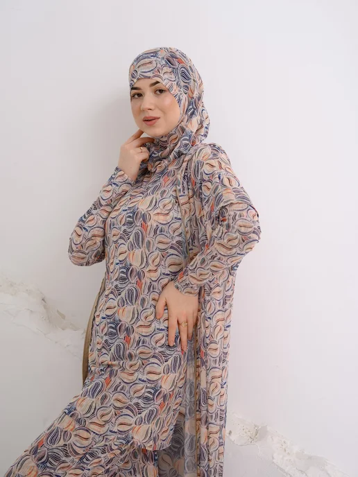 Muslim style Купальник Буркини для женщин для плавания сетка spf 4 в 1, серый, фото 5