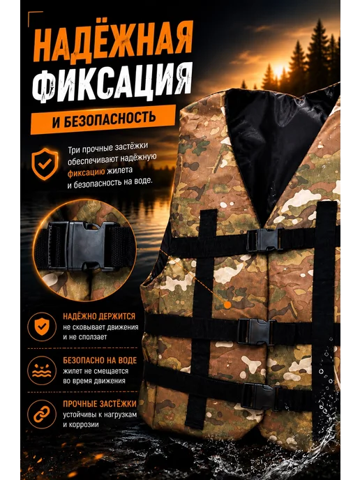 Спасательный жилет 52-60 размер универсальный до 100 кг, 100 кг, фото 2