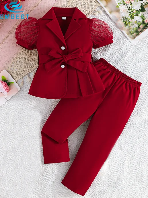 EMBEST комплект костюмов для девочки 3-8 лет, красный