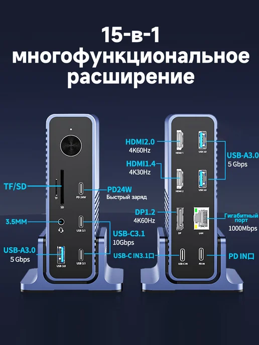 ACASIS 7-в-1 USB-концентратор USB 3 1 USB 3 2 Thunderbolt 3, белый, фото 2