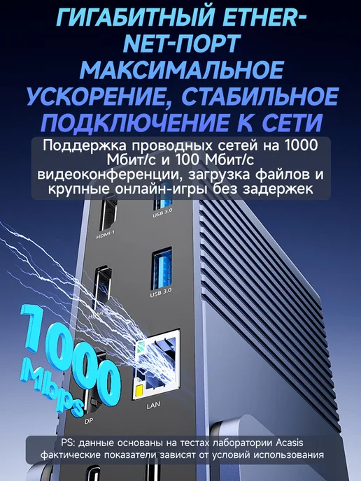 ACASIS 7-в-1 USB-концентратор USB 3 1 USB 3 2 Thunderbolt 3, белый, фото 7
