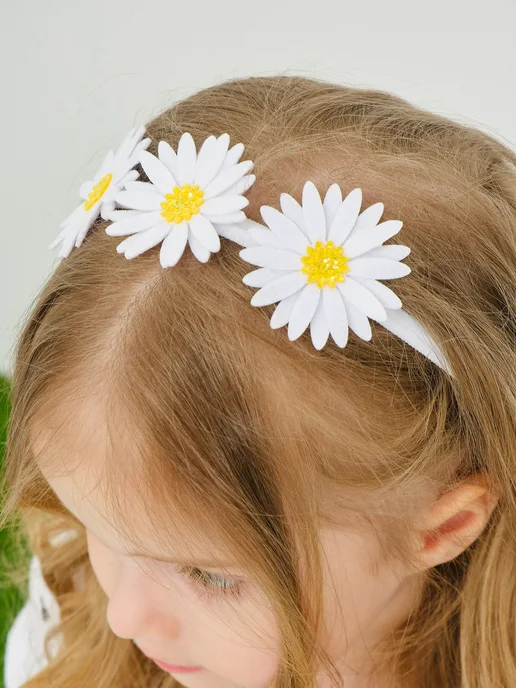 Flowers bantik Повязка на голову с ромашками, белый, фото 7
