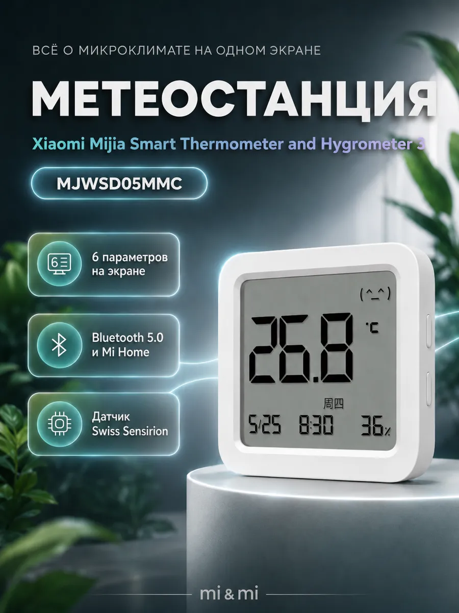 Метеостанция Xiaomi Mijia Smart Thermometer 3