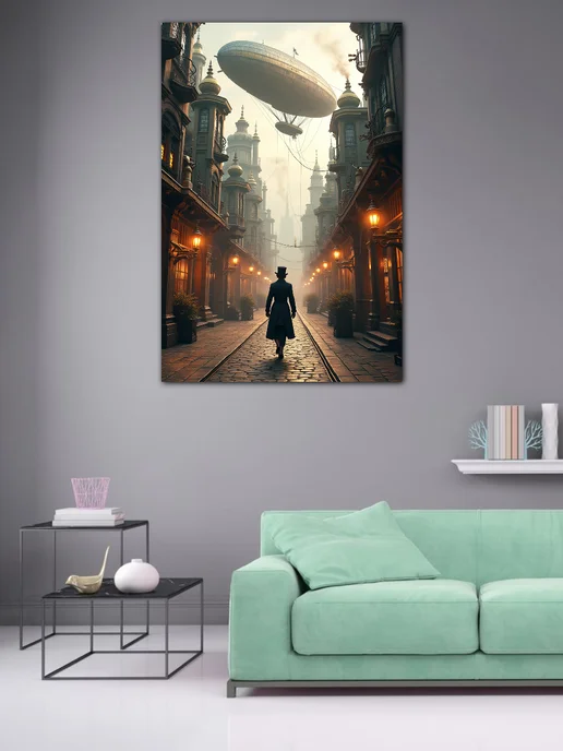 DZiVA Картина на холсте «Город и дирижабль» 40x60 см, 40x60 см, фото 2