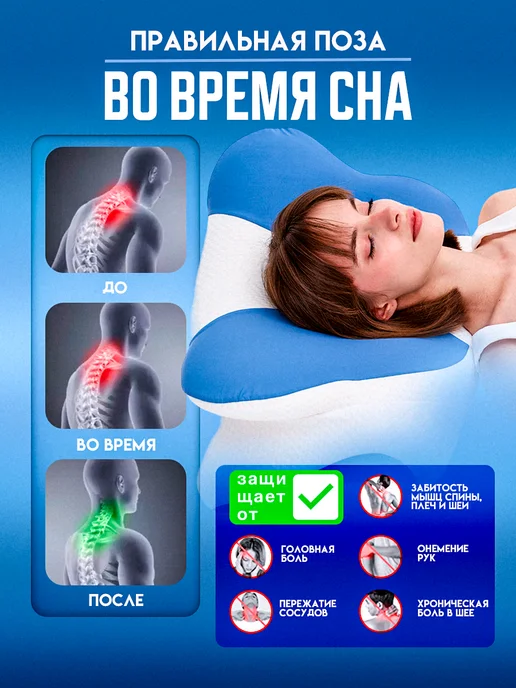 Ортопедическая подушка для сна 50х70, 50x70, фото 3