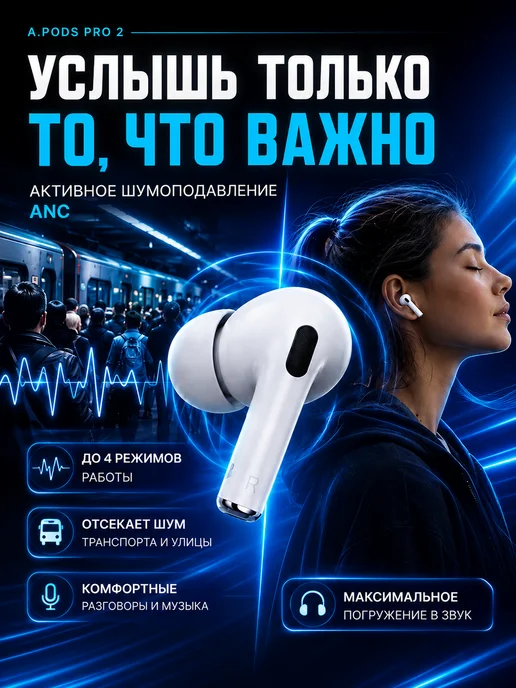 Беспроводные Bluetooth наушники A.PODS PRO 2 TWS, вариант, фото 2